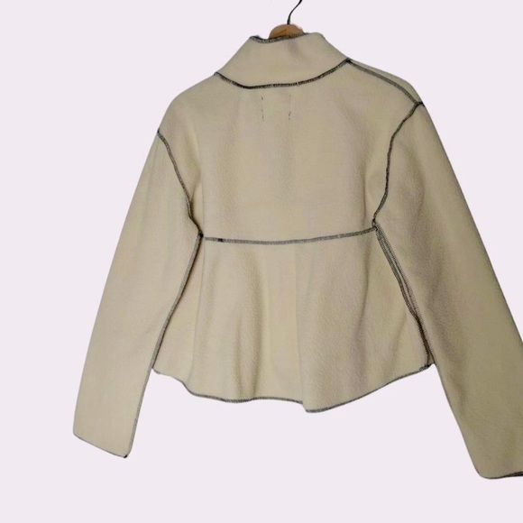 Urban Outfitters Fleece Peplum Pullover Sweater Beige M Y2K Cozy - Picture 4 of 5